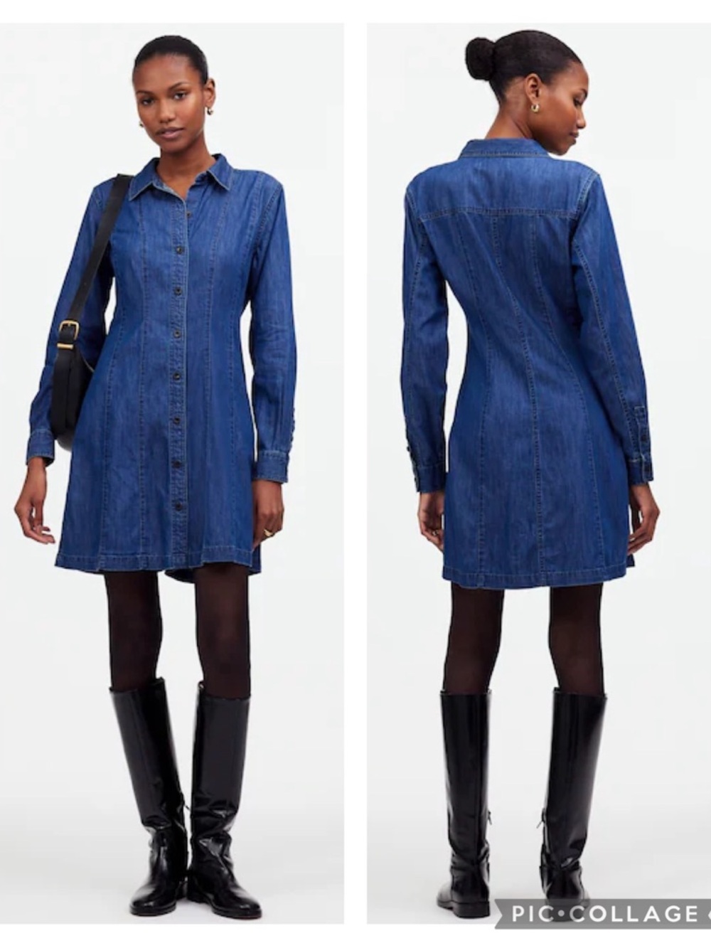 EUC Madewell Denim Seamed Mini Dress in Clearfield Wash